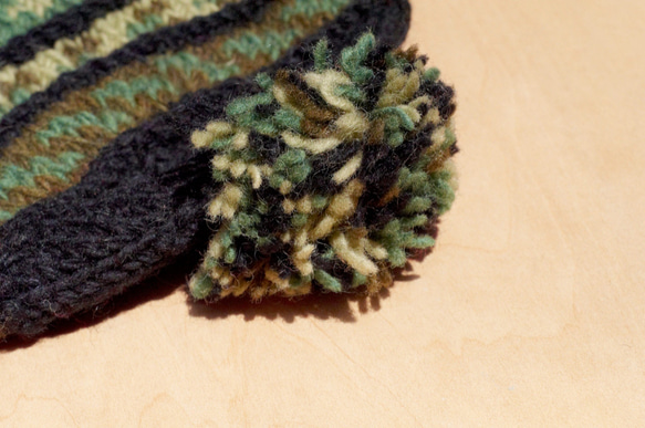 限定版の手織りの純粋なウールの帽子/ニットキャップ/（ネパール製）手織りの帽子/ウールキャップ毛 - 緑の森の風東ヨーロッパは、 4枚目の画像