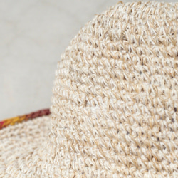 手編み限定綿帽子/漁師帽子/バイザー/麦わら帽子 - 夏グラデーション織りファラドミンエスニック麻帽子 6枚目の画像