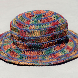 生日禮物 手工限量 手工編織棉麻帽 / 漁夫帽 / 遮陽帽 / 草帽 - 鏤空熱帶森林色 ethnic hemp hat 第8張的照片