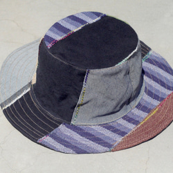 民族手織りステッチコットンキャップ/ニット帽/帽子/バイザー - スカイブルー手織り綿麻の帽子（1を制限します） 3枚目の画像