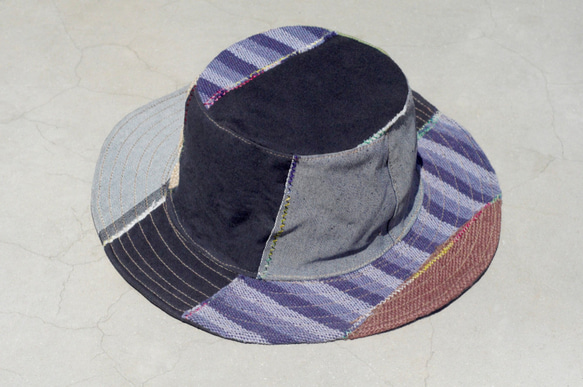 民族手織りステッチコットンキャップ/ニット帽/帽子/バイザー - スカイブルー手織り綿麻の帽子（1を制限します） 3枚目の画像