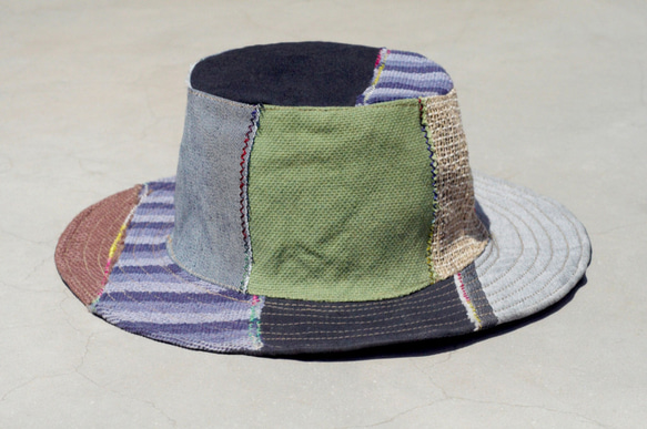 民族手織りステッチコットンキャップ/ニット帽/帽子/バイザー - スカイブルー手織り綿麻の帽子（1を制限します） 6枚目の画像