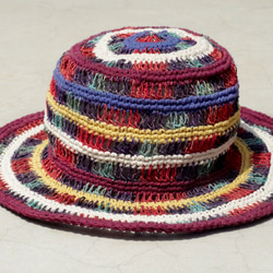 限定版手作りコットンキャップ/帽子/バイザー/帽子 - エスニック麻の帽子を編み中空虹の勾配 1枚目の画像