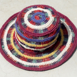 限量一件 手工棉麻帽 / 漁夫帽 / 遮陽帽 / 草帽 - 鏤空彩虹漸層編織 ethnic hemp hat 第2張的照片