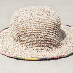 限定版の手織りコットンキャップ/帽子/バイザー/帽子 - 日勾配織りカラフルな麻の帽子 5枚目の画像