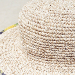 限定版の手織りコットンキャップ/帽子/バイザー/帽子 - 日勾配織りカラフルな麻の帽子 7枚目の画像