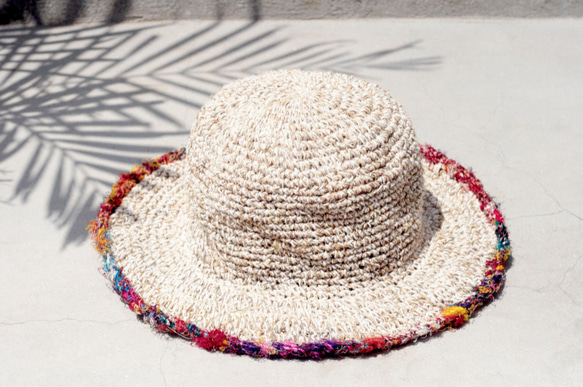 手工紗麗線編織棉麻帽/編織帽/漁夫帽/草帽 - 紗麗線編織 fairtrade ethnic silk hat 第1張的照片