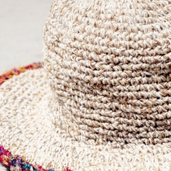 手工紗麗線編織棉麻帽/編織帽/漁夫帽/草帽 - 紗麗線編織 fairtrade ethnic silk hat 第2張的照片