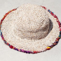 手工紗麗線編織棉麻帽/編織帽/漁夫帽/草帽 - 紗麗線編織 fairtrade ethnic silk hat 第5張的照片