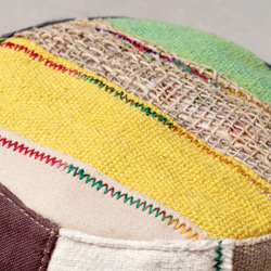 民族拼接手織棉麻帽 / 針織帽 / 漁夫帽 / 毛線帽 - 黃色渲染 + 手織棉麻 ( 限量一件 ) 第3張的照片