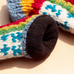 限量一件針織純羊毛保暖襪 / 兒童毛襪 / 童毛襪 / 內刷毛襪 / 針織毛襪 / 兒童室內襪 - 清新森林民族圖騰 第3張的照片