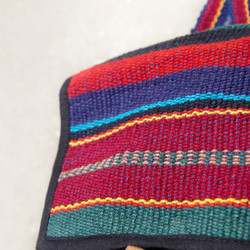 綿のバックパックを織り赤と緑の線 - リュックサック/バックパックエスニック/ストライプリュック後の綿ニットの感触 2枚目の画像