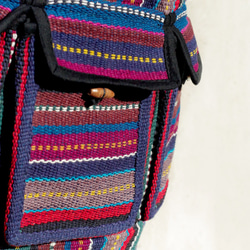 編織手感後背包 / 民族後背包 / 條紋後背包 - 藍色世界 ethnic cotton backpack 第3張的照片