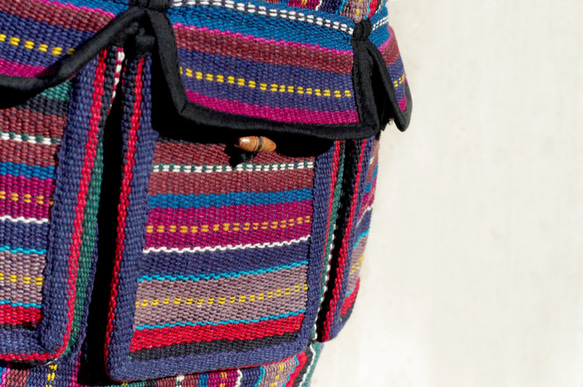 編織手感後背包 / 民族後背包 / 條紋後背包 - 藍色世界 ethnic cotton backpack 第3張的照片