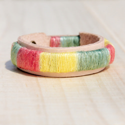 棉麻手感純牛皮手環 手鐲 手鍊- 南美漸層色調 ( 可挑色 ) colorful leather bracelet 第2張的照片