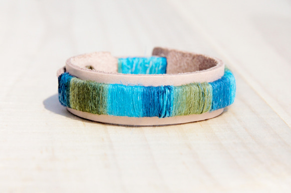 棉麻手感純牛皮手環 手鐲 手鍊- 南美漸層色調 ( 可挑色 ) colorful leather bracelet 第3張的照片