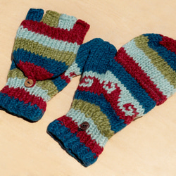 南アメリカのトーン - 限定版手織りのは、純粋なウールのニット手袋/取り外し可能な手袋/手袋/暖かい手袋を（ネパール製）剛毛 1枚目の画像