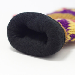 限量一件手織純羊毛針織手套 / 可拆卸手套 / 內刷毛手套 / 保暖手套 - 桃紅紫色童趣民族風 wool gloves 第4張的照片