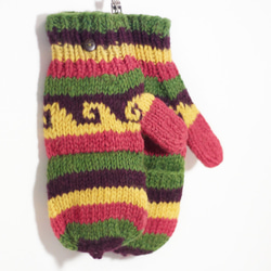 手織純羊毛針織手套 / 可拆卸手套 / 內刷毛手套 / 保暖手套 - 夕陽下的森林 wool gloves 第1張的照片