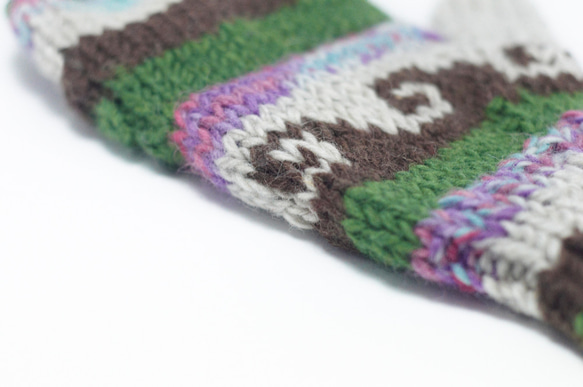 手織りの純粋なウールのニット手袋/取り外し可能な手袋/かぎ針編み手袋/暖かい手袋 - ミントチョコレートウールの手袋ニット手袋、 3枚目の画像