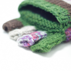 手織純羊毛針織手套 / 可拆卸手套 / 鉤針手套 / 保暖手套 - 薄荷巧克力 羊毛手套 針織手套 wool手織手套 第4張的照片