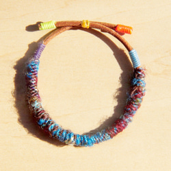 情人節禮物 手捻紗麗線真皮手繩 手環 手鐲 - 限定神秘藍色海洋 ( 可調式 ) silk bracelet 第4張的照片