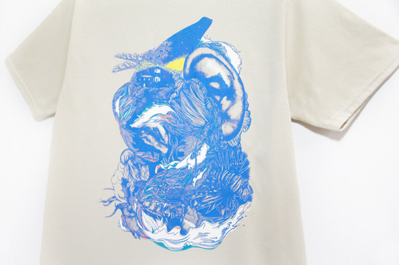 メンズフィットコットンイラストTシャツ/ Tシャツ/デザインTシャツ - オーシャンジャーニー（S / M / L / XL） 2枚目の画像