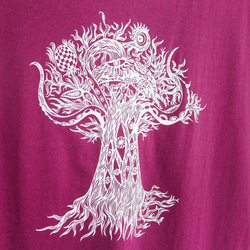 女裝 手感短版上衣 / T-shirt/女裝上衣/Tee/設計上衣/ T-shirt  - 泰國瘋狂樹 ( 酒紅 ) 第4張的照片