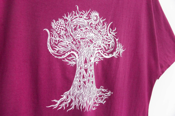女裝 手感短版上衣 / T-shirt/女裝上衣/Tee/設計上衣/ T-shirt  - 泰國瘋狂樹 ( 酒紅 ) 第4張的照片