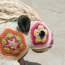 手作り限定手かぎ針編み枕/花かぎ針編み人形/かぎ針編み動物/手織り動物馬/花織りステッチ枕-森風花馬人形 3枚目の画像