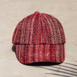 母の日のギフトの手編みの帽子/ニットキャップ/帽子/バイザー/帽子/手作り帽子/野球帽 - カラーライン手織り（バーガンディ/オ 3枚目の画像