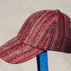母の日のギフトの手編みの帽子/ニットキャップ/帽子/バイザー/帽子/手作り帽子/野球帽 - カラーライン手織り（バーガンディ/オ 5枚目の画像