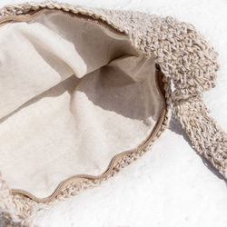 限定手織り綿編みサイドバックパック/ショルダーバッグ/ハンドバッグ/クロスボディバッグ/織物バッグ/クロセットバッグ/コットンバ 8枚目の画像