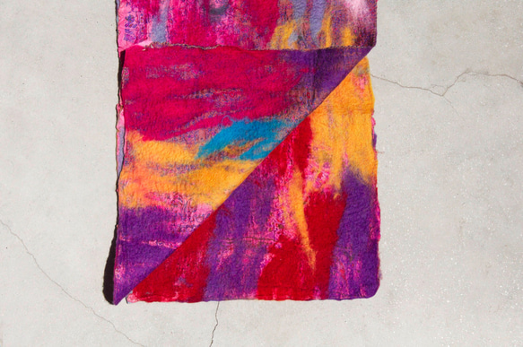 母の日ギフト限定手作りウールフェルトスカーフ/ウェットフェルトスカーフ/水彩アートスカーフ/ウールグラデーションスカーフアイスク 5枚目の画像