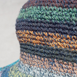 限定版の手織りコットンキャップ/ニットキャップ/帽子/バイザー/帽子 - 青空のブルーベリーカラフルな手織りの縞模様の帽子織帽子 5枚目の画像
