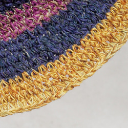 限量一件 手工編織棉麻帽/編織帽/漁夫帽/遮陽帽/草帽 - 芒果 + 藍莓 冰淇淋條紋 手織帽 fairtrade 第4張的照片