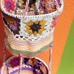 情人節禮物 限量一件 手工編織置物籃/收納籃/吊掛袋/鳥巢編織籃- 浪漫紫色系 森林花朵編織 fairtrade 第8張的照片