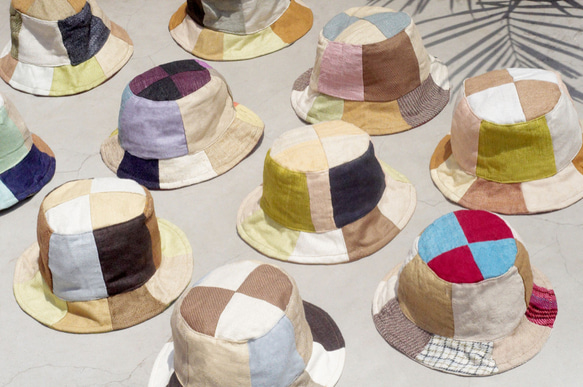 新鮮な森の風ステッチ手織りコットンキャップ/帽子/バイザー/帽子のパッチワークを制限 - キャラメルラテ風がカラーステッチのデザ 8枚目の画像