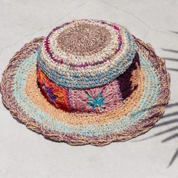 限定版の手織りコットンキャップ/ニットキャップ/帽子/ストローハット/サンバイザー/かぎ針編み帽子 - 明るい色の花織り熱帯雨林 2枚目の画像
