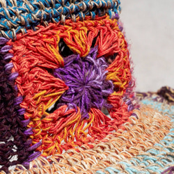 限定版の手織りコットンキャップ/ニットキャップ/帽子/ストローハット/サンバイザー/かぎ針編み帽子 - 明るい色の花織り熱帯雨林 7枚目の画像