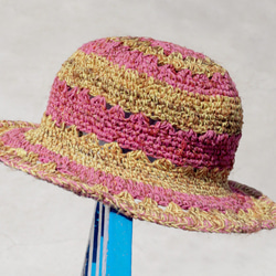 情人節禮物 限量一件 編織棉麻帽/編織帽/漁夫帽/遮陽帽/草帽 - 草莓與檸檬 鏤空手織帽fairtrade hat 第3張的照片
