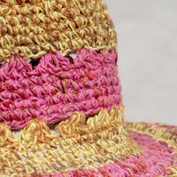 情人節禮物 限量一件 編織棉麻帽/編織帽/漁夫帽/遮陽帽/草帽 - 草莓與檸檬 鏤空手織帽fairtrade hat 第5張的照片