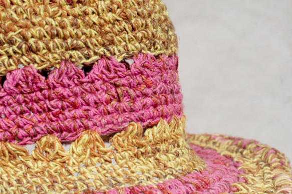 情人節禮物 限量一件 編織棉麻帽/編織帽/漁夫帽/遮陽帽/草帽 - 草莓與檸檬 鏤空手織帽fairtrade hat 第5張的照片
