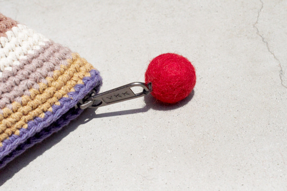 情人節禮物 限量手工鉤針編織小雞零錢包 / 羊毛氈收納包 / 小包 / 雜物包 - 繽紛條紋小雞 動物好朋友purse 第10張的照片