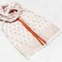 バレンタインデーのギフト限定手織りの純粋な綿のスカーフ/手作りの木製彫刻が施された植物染めのスカーフ/草染めの綿のスカーフ-オレ 7枚目の画像