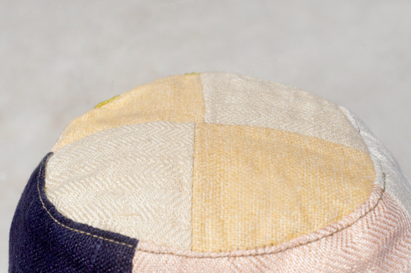 自然なアースカラーのハンドステッチキャップ - 森の風ステッチ手織りコットンキャップ/帽子/バイザー/帽子のパッチワーク/手作り 4枚目の画像