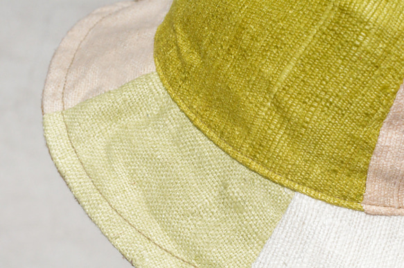 自然なアースカラーのハンドステッチキャップ - 森の風ステッチ手織りコットンキャップ/帽子/バイザー/帽子のパッチワーク/手作り 5枚目の画像