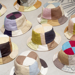 手作りキャップ帽子ブルーモスクをステッチ - 森の風ステッチ手織りコットンキャップ/帽子/バイザー/パッチワークハット/キャップ 6枚目の画像