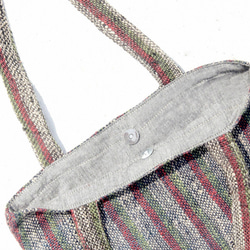 限量手工 天然棉麻手織布條紋輕便包 / 背包 / 側背包 / 肩背包 / 旅行包 - 彩色直條紋 第5張的照片