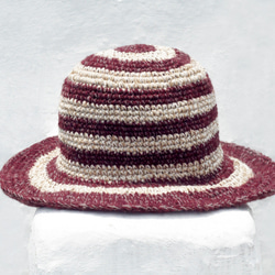 熱帯チョコレートミニマリストスタイルのストライプの帽子 - バレンタインデーの贈り物の誕生日は、手織りコットンキャップ/ニットキ 2枚目の画像